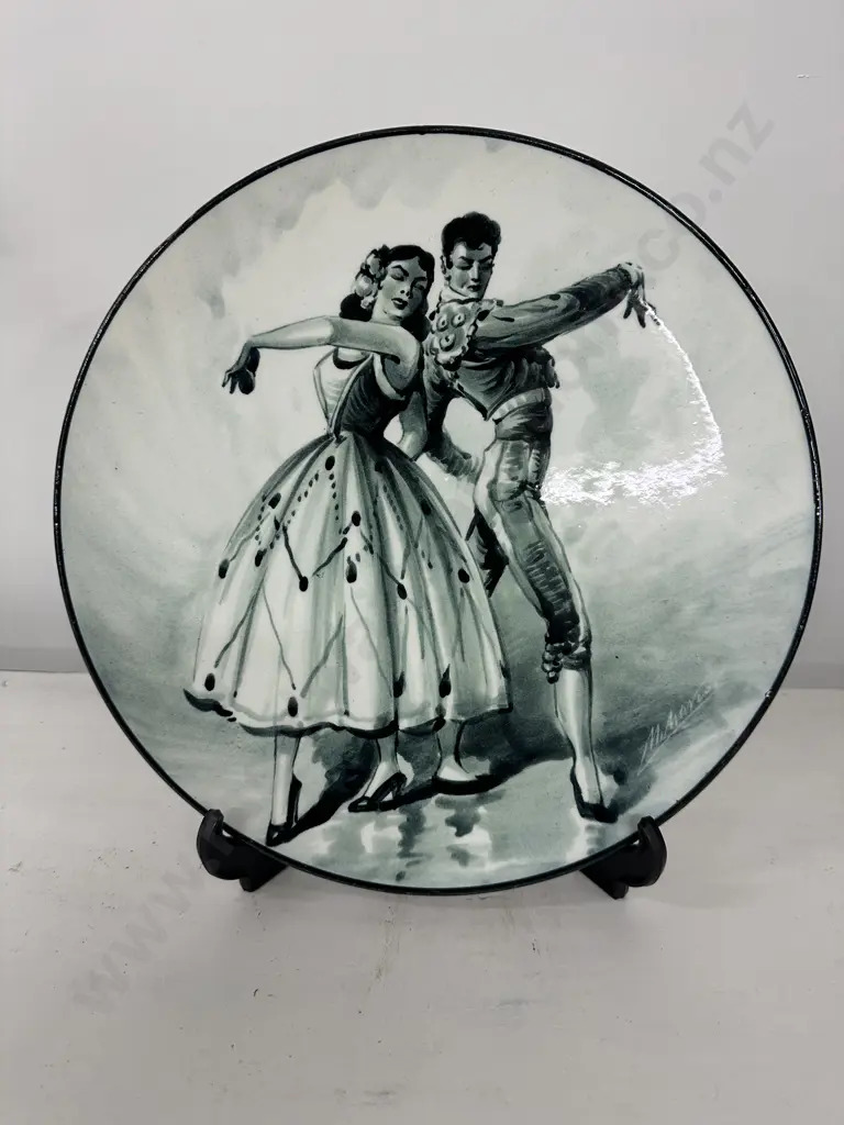 Spanish Handpainted Wall Plate, Flamenco Couple, Signed, Dia31cm Image 1++