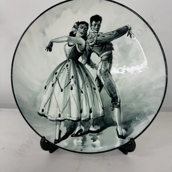 Spanish Handpainted Wall Plate, Flamenco Couple, Signed, Dia31cm