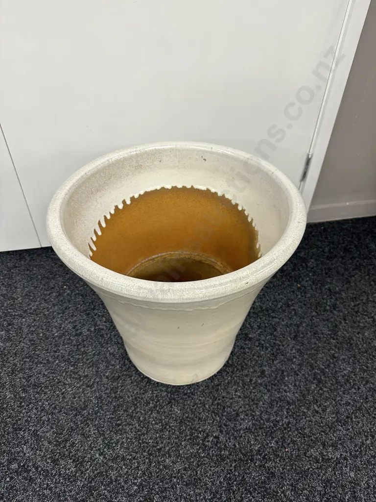 Cream Glazed Terracotta Planter 41 x 45cm Image 1++