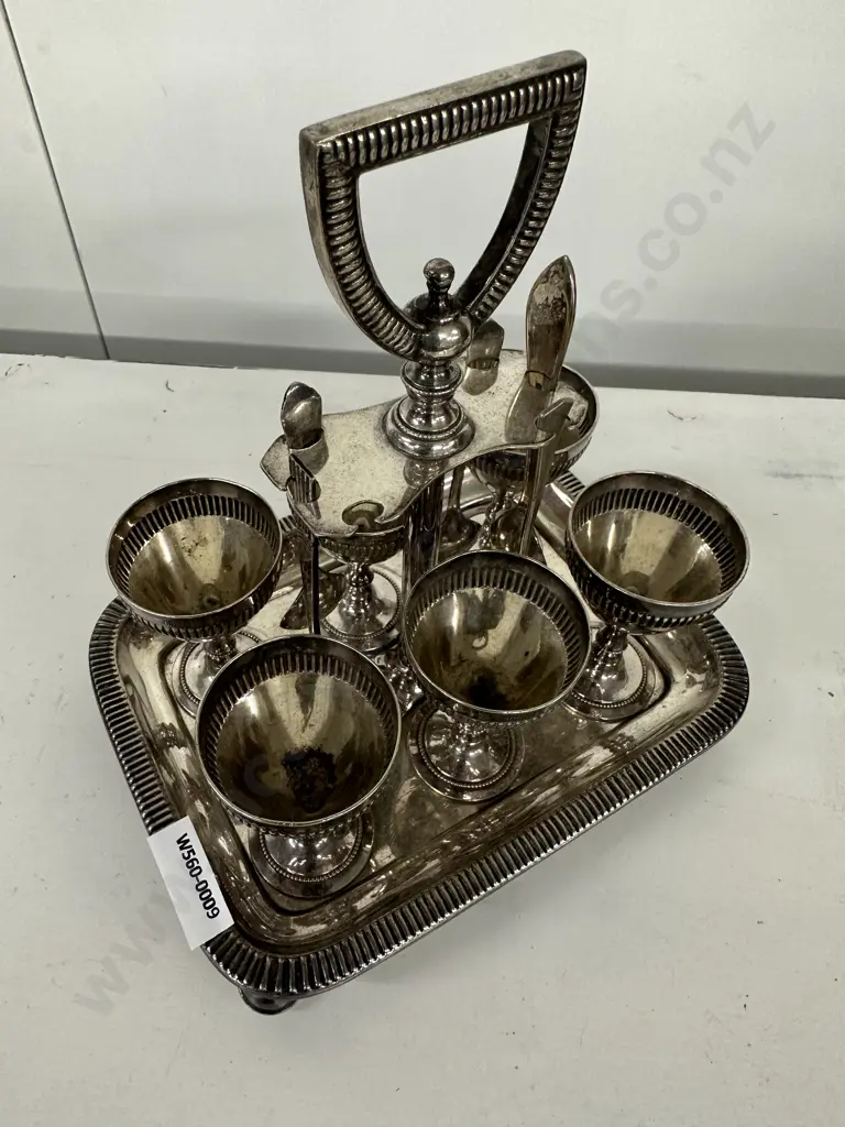 Vintage Walker & Hall EP Egg Cup Set With Spoons Image 1++
