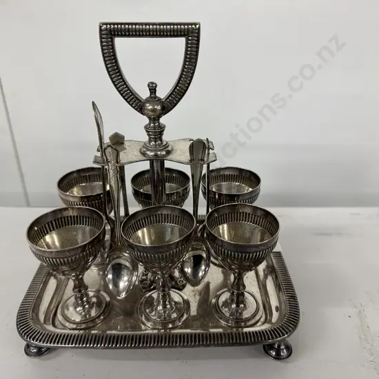 Vintage Walker & Hall EP Egg Cup Set With Spoons