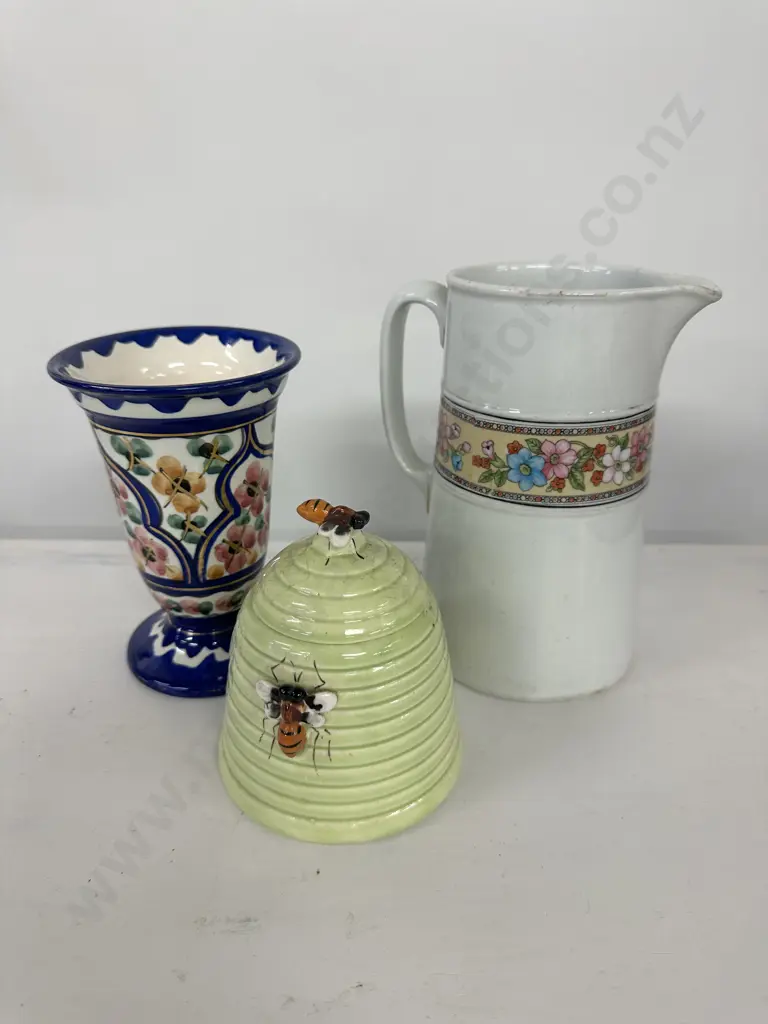Old Handpainted Dutch Vase, Lidded Honey Pot, Winton Jug Image 1++