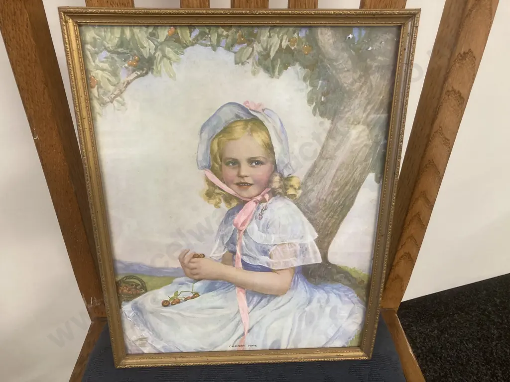 Vintage Framed Glazed 'Cherry Ripe' Print, 35 x 27cm Image 1++