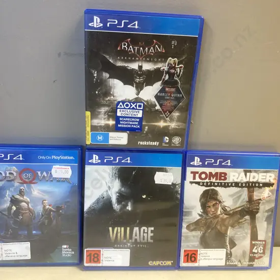 PS4 Games - Tomb Raider, Arkham Knight, God of War, Village