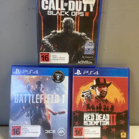 PS4 Games - Red Dead Redemption II, Call Of Duty Black Ops II, Battlefield 1