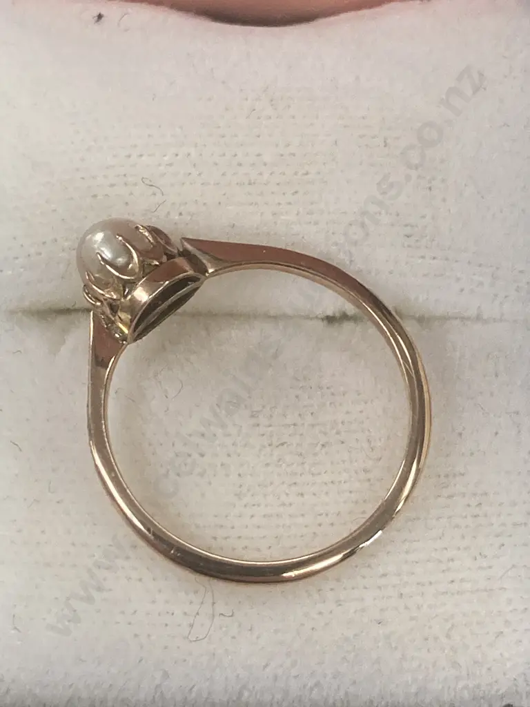 Vintage 9ct Rose Gold Pearl Ring Solitaire, Stamped Image 1++
