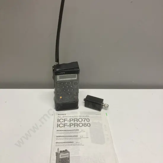 Sony ICF-PRO80 PLL Synthesised Radio Receiver, 40-Memory, With Manual & FRQ-80 Frequency Converter