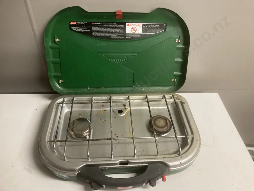 Coleman Camp Stove, Pair of Foldup Kids Camp Chairs, Pair of Rod Holders Image 1++