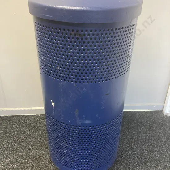 Outdoor Bin - Blue Perforated Steel Mesh With a Plastic Inner Bin & Ring Top, 87 x 41cm