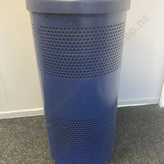 Outdoor Bin - Blue Perforated Steel Mesh With a Plastic Inner Bin & Ring Top, 87 x 41cm