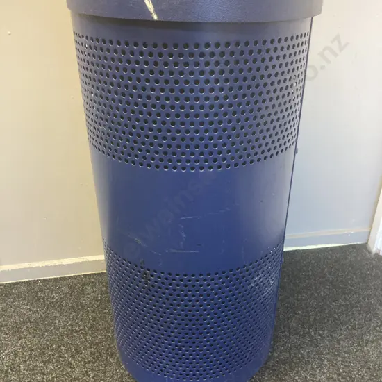 Outdoor Bin - Blue Perforated Steel Mesh With a Plastic Inner Bin & Ring Top, 87 x 41cm