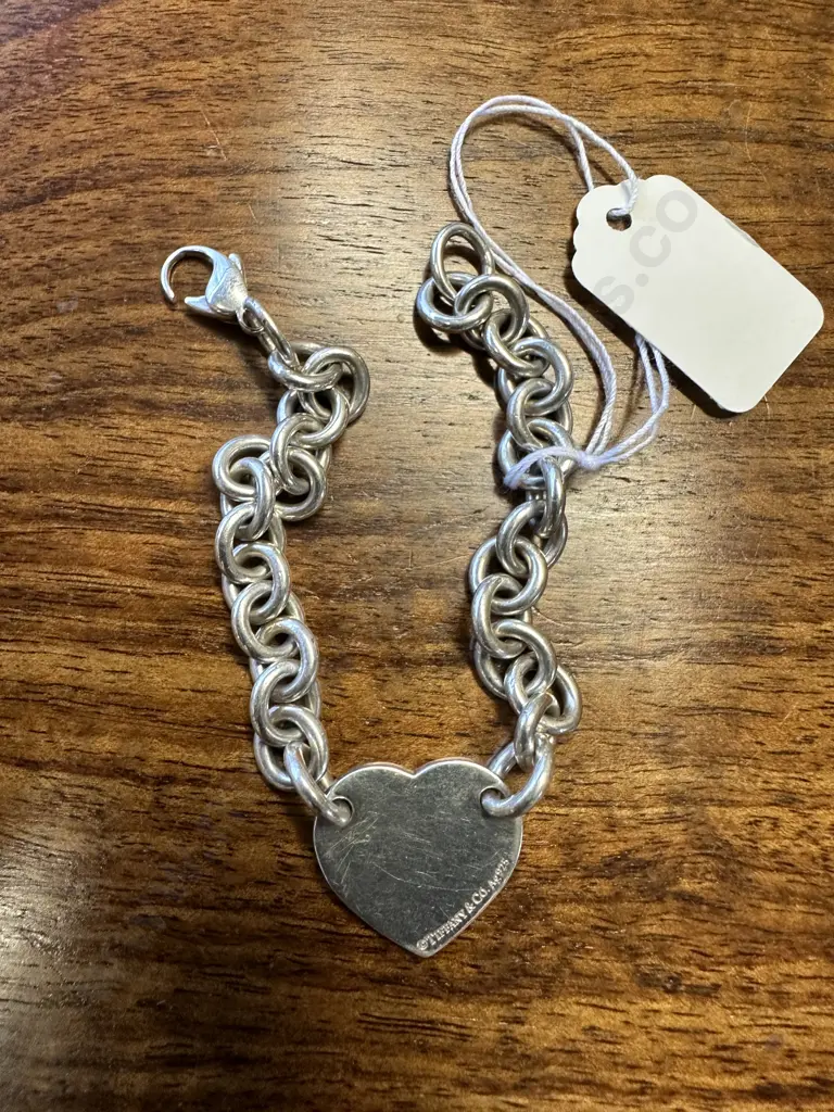 925 Bracelet With Tiffany & Co New York Love Heart Pendant (As Found) Image 1++