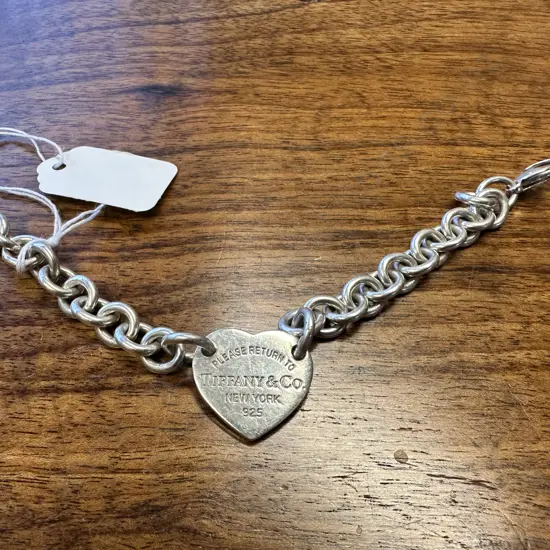 925 Bracelet With Tiffany & Co New York Love Heart Pendant (As Found)