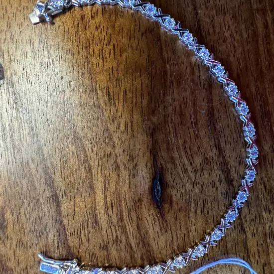 Bracelet Sterling Silver Stamped 925 With Clear Colour Stones