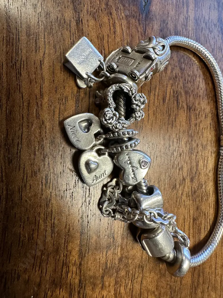 Pandora Style Bracelet With Assorted Charms, Pandora Charm, Some 925 Image 1++