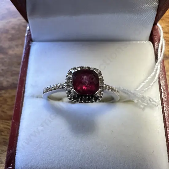 Stamped 925 Ring With Red & Clear Stone