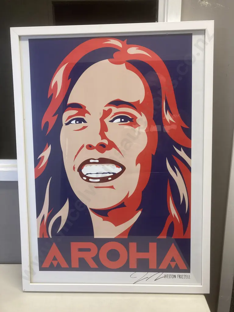 Jacinda Ardern Aroha Framed Print by Weston Frizzell, 73 x 53cm Image 1++
