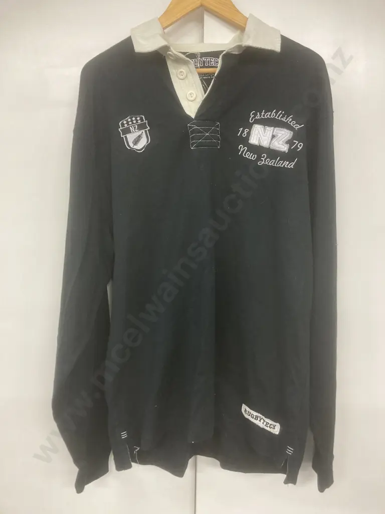 Rugbytech Harry NZ Rugby Shirt RT326 Black / White Sz 3XL Image 1++
