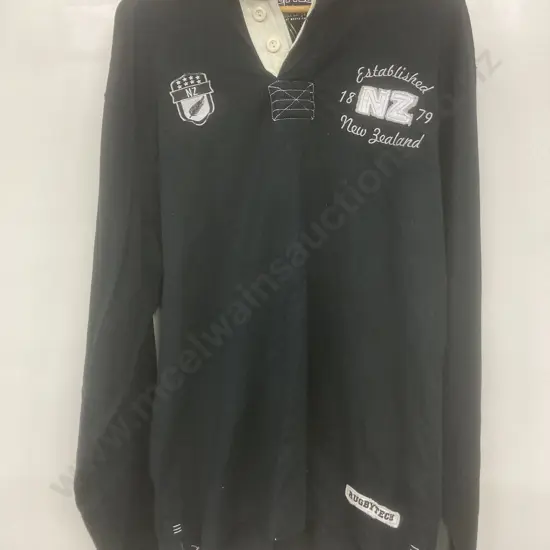 Rugbytech Harry NZ Rugby Shirt RT326 Black / White Sz 3XL