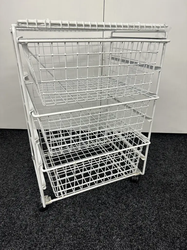 Sistema 3 Drawer White Wire Mesh Unit On Castors, H71 W50 D45cm Image 1++