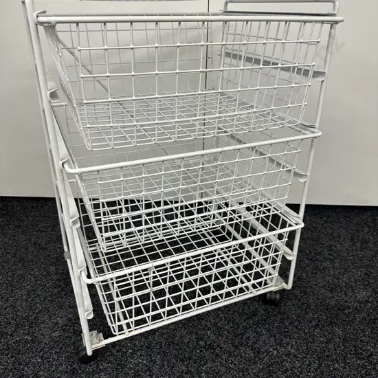 Sistema 3 Drawer White Wire Mesh Unit On Castors, H71 W50 D45cm