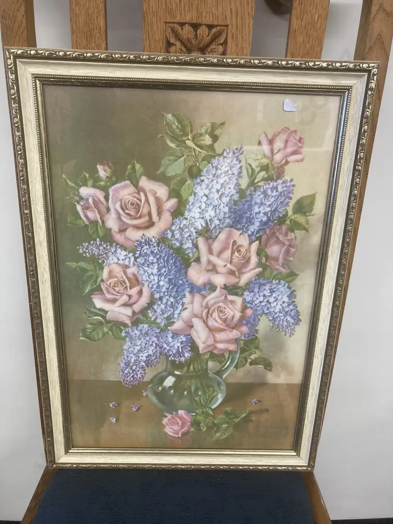 Vintage Framed Glazed Leslie S.G. Harries Roses Still Life Print, 51 x 36cm Image 1++