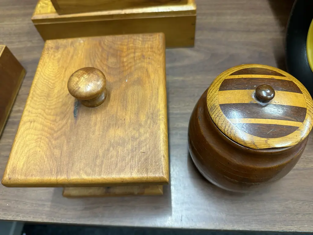 Vintage Lidded Canister & Wooden Lidded Box Image 1++
