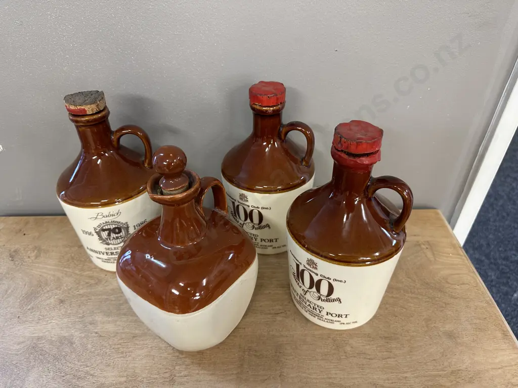 Lot of 4 Assorted Stoneware Decanters Image 1++