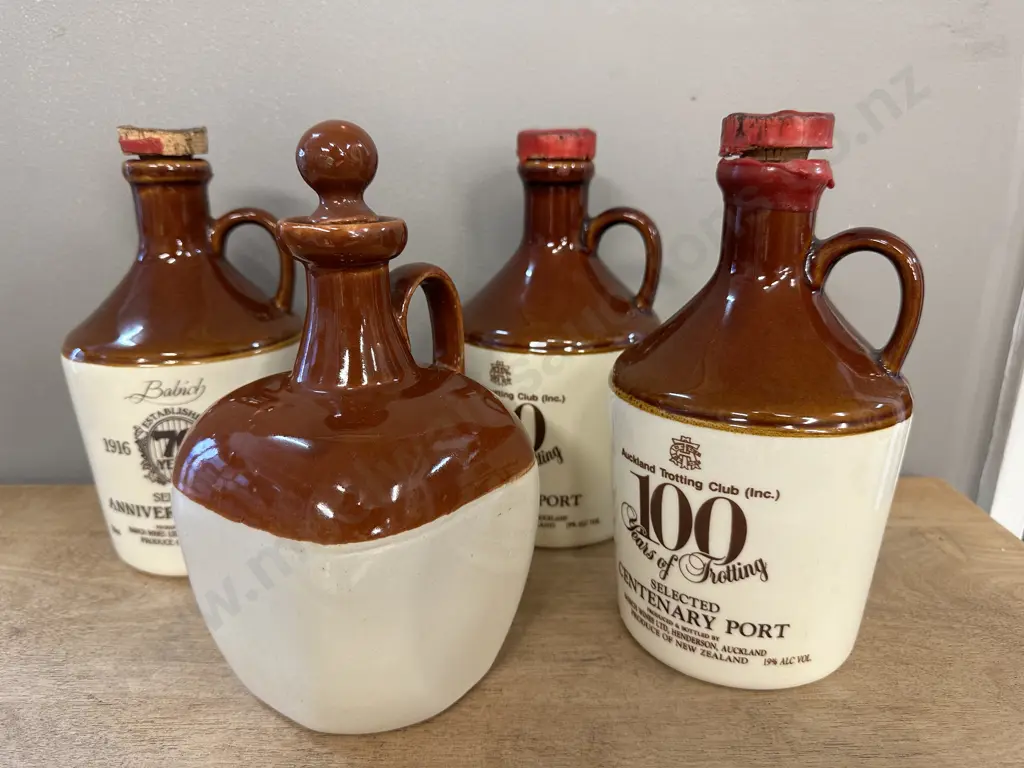 Lot of 4 Assorted Stoneware Decanters Image 1++
