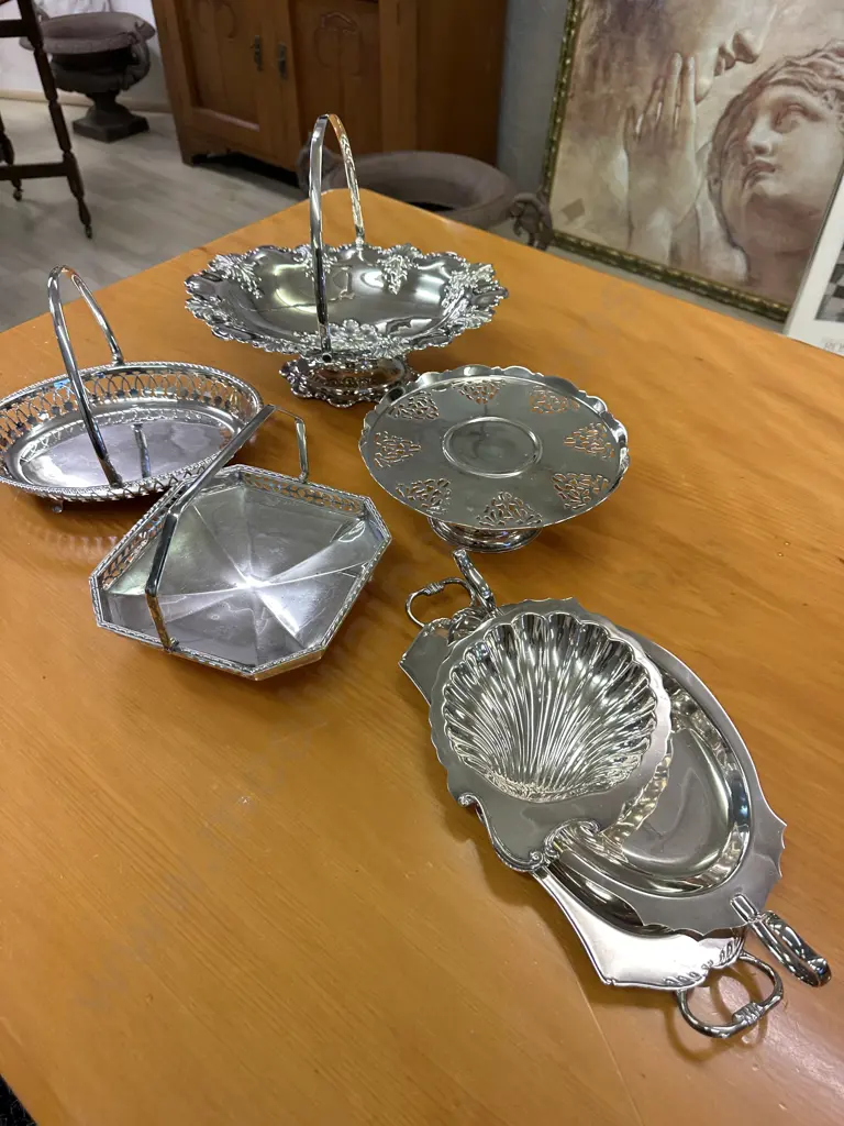 Silverware Handled Serving Trays & Assorted Dishes Image 1++