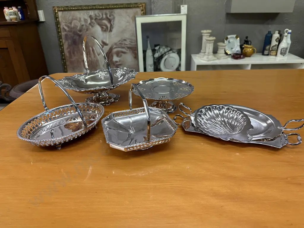Silverware Handled Serving Trays & Assorted Dishes Image 1++