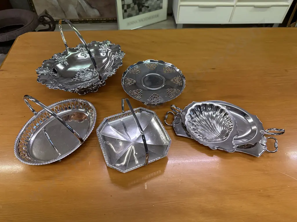 Silverware Handled Serving Trays & Assorted Dishes Image 1++