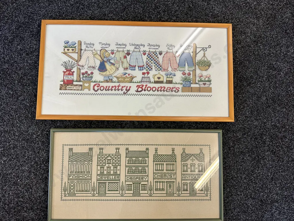 Vintage Framed Artwork x2 Country Bloomers & Shop Front Image 1++