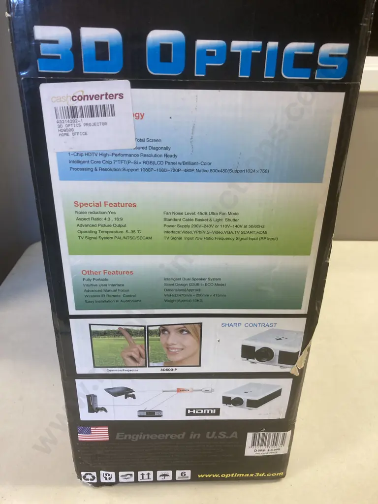 3D Optics HD 8500 Light Emitting Display Projector Image 1++