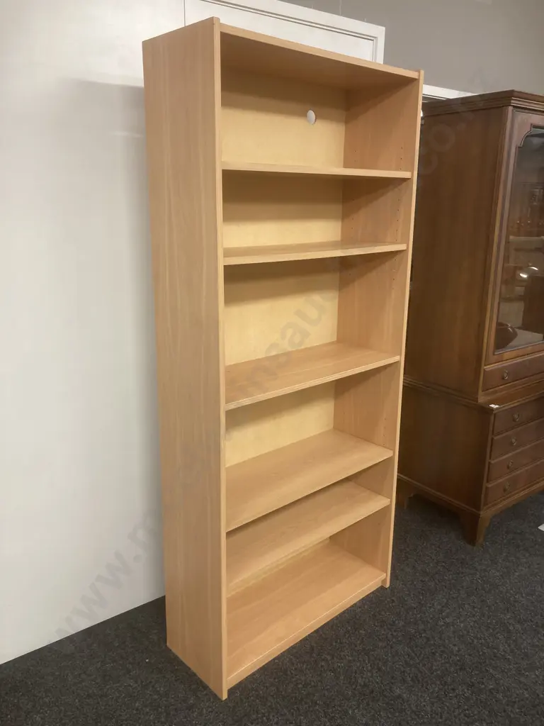 Bookcase, 4 Adjustable Shelves, 1 Fixed Shelf, Tawa Effect, H181 W80 D30cm Image 1++