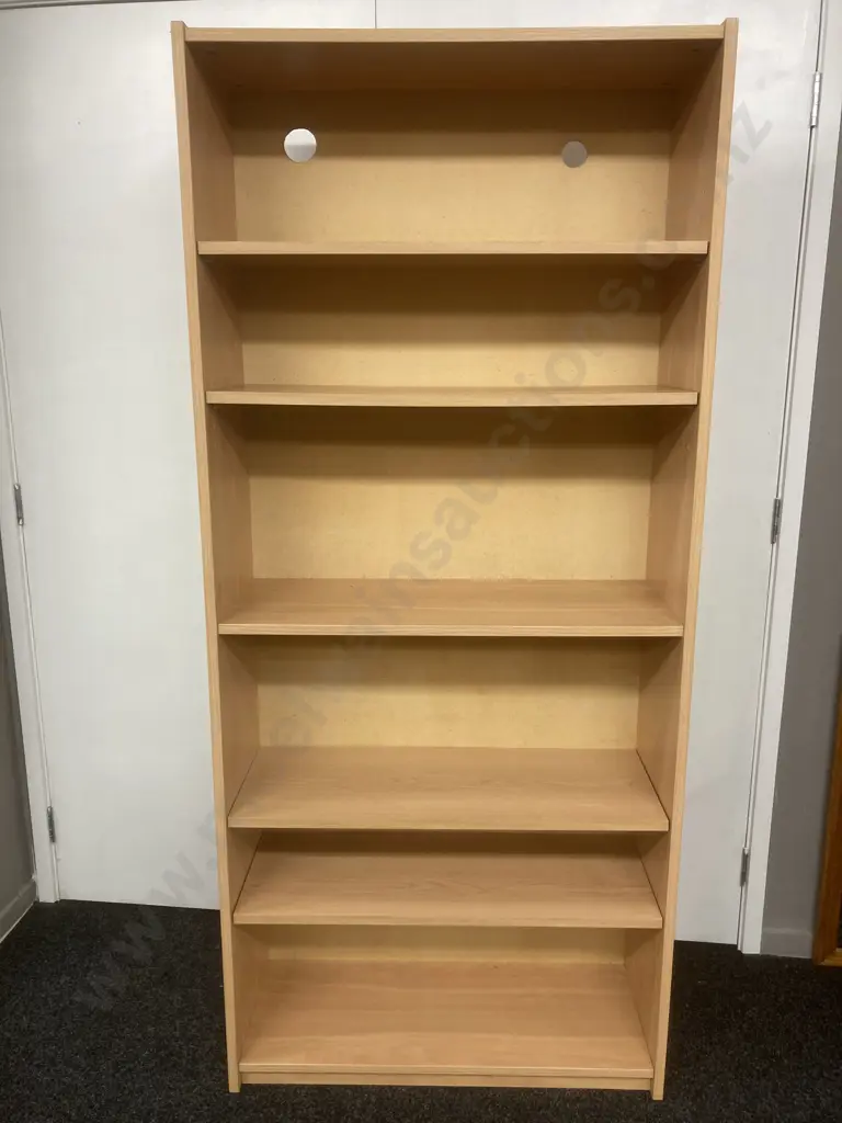 Bookcase, 4 Adjustable Shelves, 1 Fixed Shelf, Tawa Effect, H181 W80 D30cm Image 1++