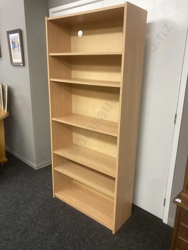 Bookcase, 4 Adjustable Shelves, 1 Fixed Shelf, Tawa Effect, H181 W80 D30cm Image 1++