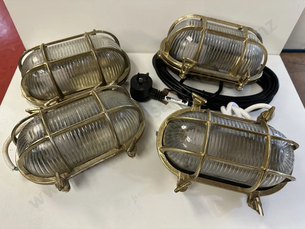Brass And Glass Bulk Head Wall Lights Image 1++