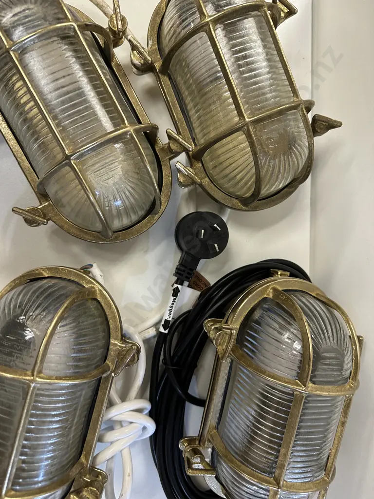 Brass And Glass Bulk Head Wall Lights Image 1++