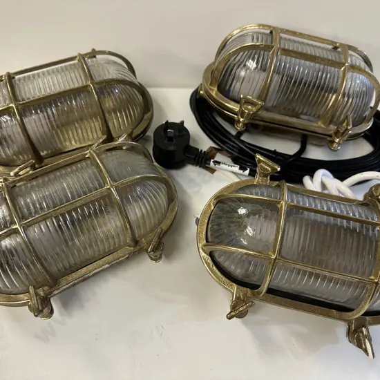 Brass And Glass Bulk Head Wall Lights