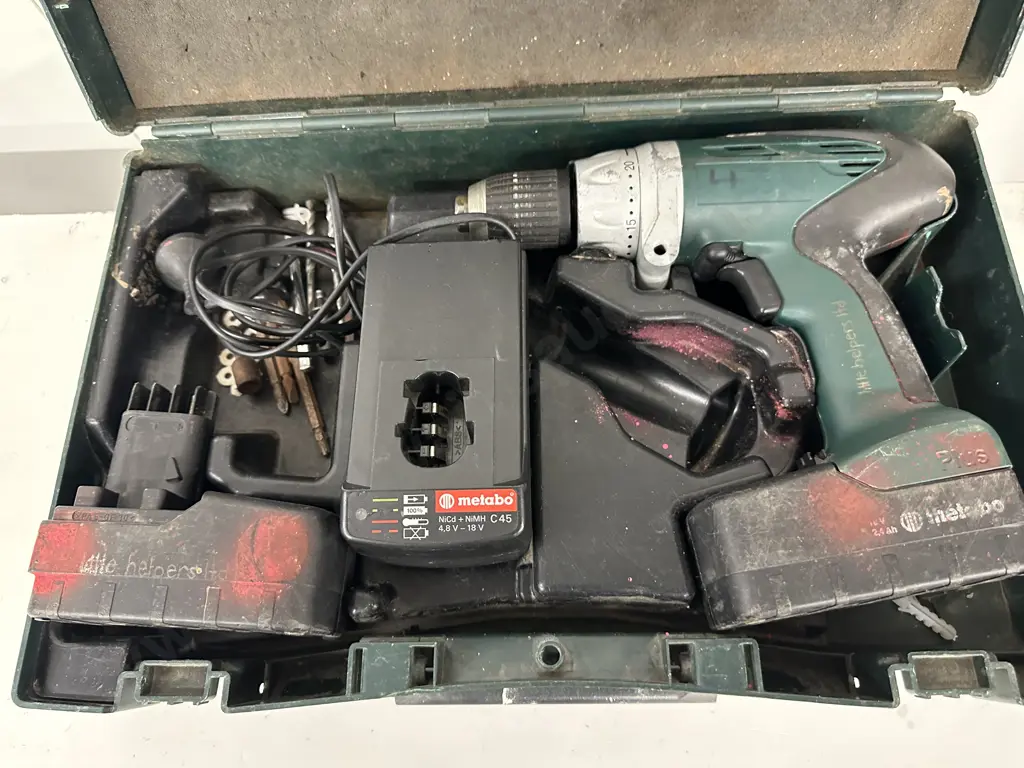 Heavy Duty 18V Metabo Drill, With Pair of 2.4Ah Batteries & Charger In Moulded Pastic case Image 1++
