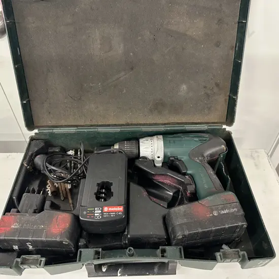 Heavy Duty 18V Metabo Drill, With Pair of 2.4Ah Batteries & Charger In Moulded Pastic case