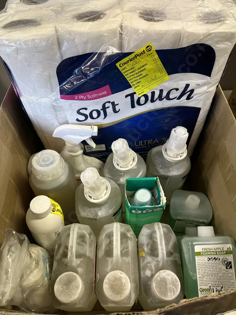 Box Lot Toilet Paper, Assorted Liquid Soaps & Cleaners Etc Image 1++