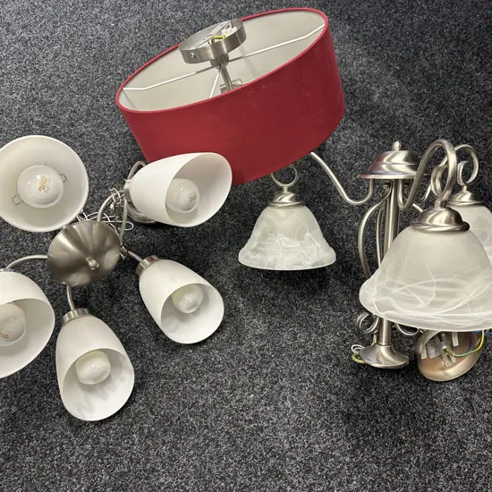 Ceiling Pendant Light Fittings With Red 3 Bulb Light Fitting(Dumped As Unable to Sell)