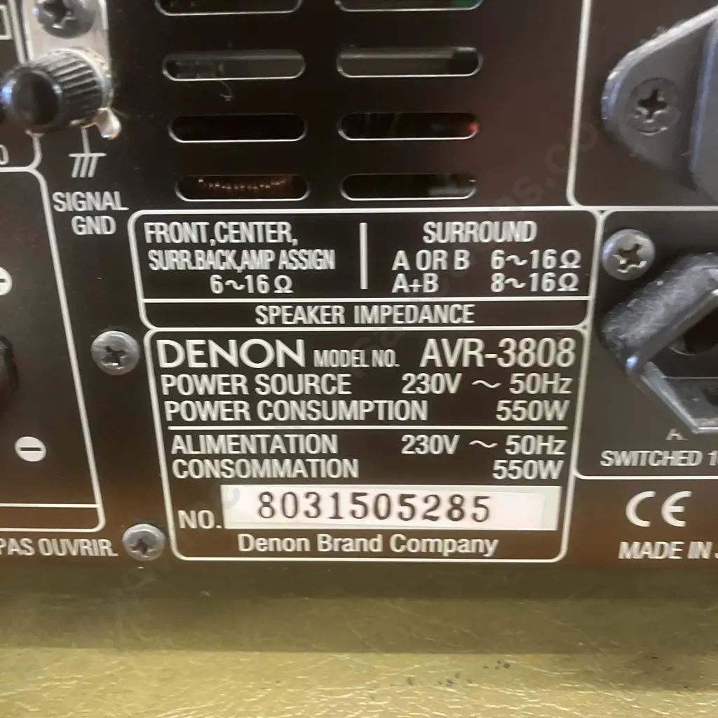 Denon AV Surround Reciever AVR-3808 (No Remote Control Or Power Lead) Image 1++