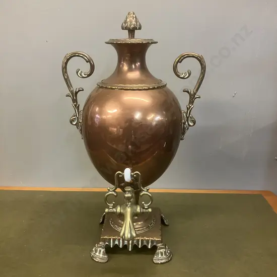 Antique English Victorian Copper & Brass Samovar. H51cm
