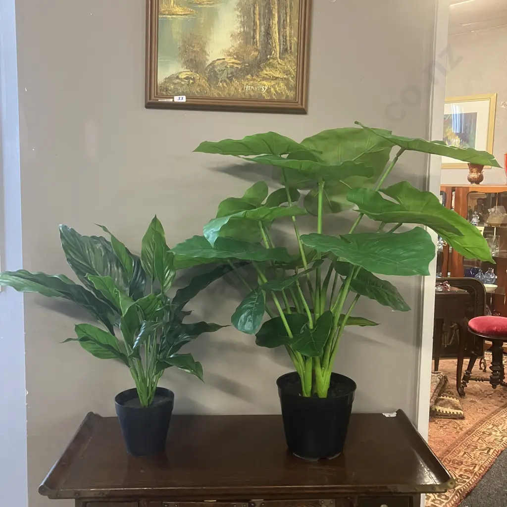 Pair of Artificial Plants. H63cm & 46cm Image 1++