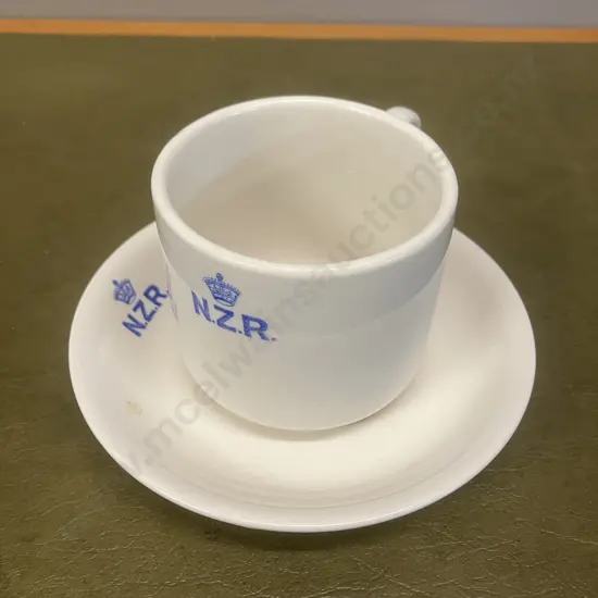 Crown Lynn New Zealand Railways Cup and Saucer - Blue Logo