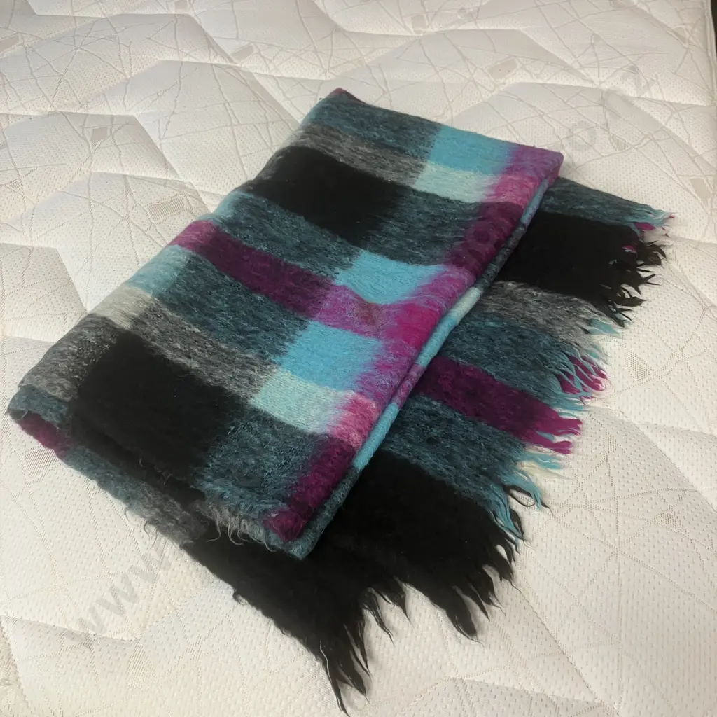 Waverley Cree South Africa Mohair Throw (Black / Blue / Purple) Image 1++