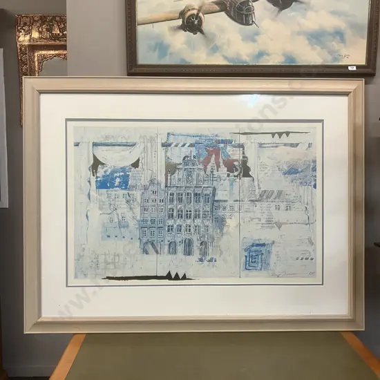 Large 'Amsterdam' Art-Print With Gold / Silverleaf. 110 x 80cm